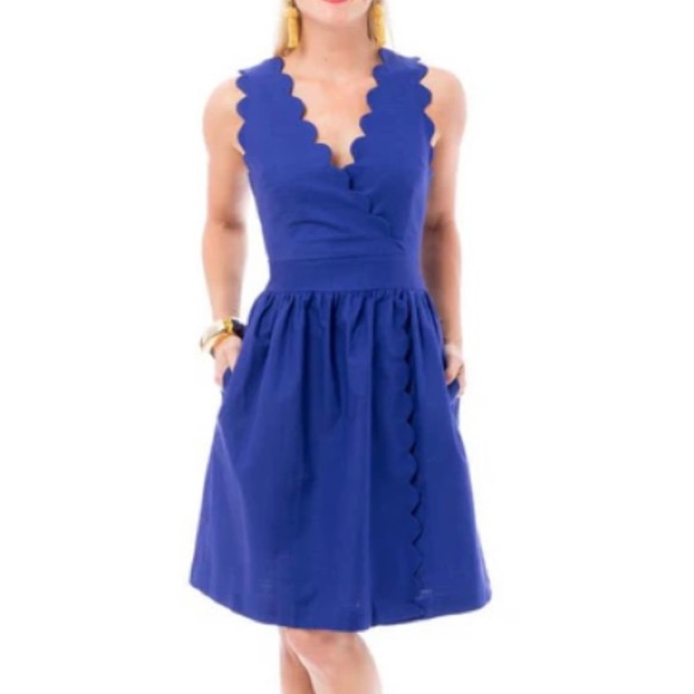 Elizabeth McKay Harbour Island Blue Sleeveless Scallop Dress 0